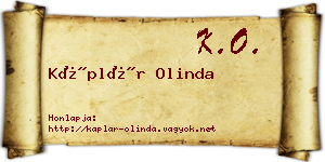 Káplár Olinda névjegykártya